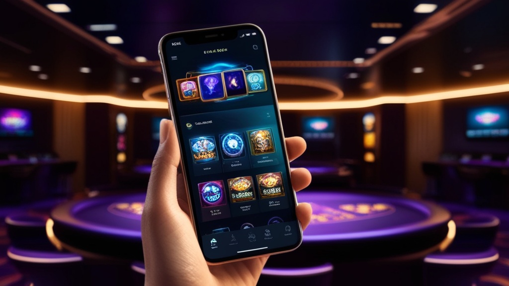 Smartphone mit übersichtlicher mobiler Casino-Oberfläche in dunkler Umgebung